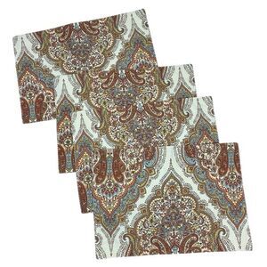 Tahari Home Paisley Place Mats‎ Set of 4 Tan Rectangle Moroccan Earth Tones
